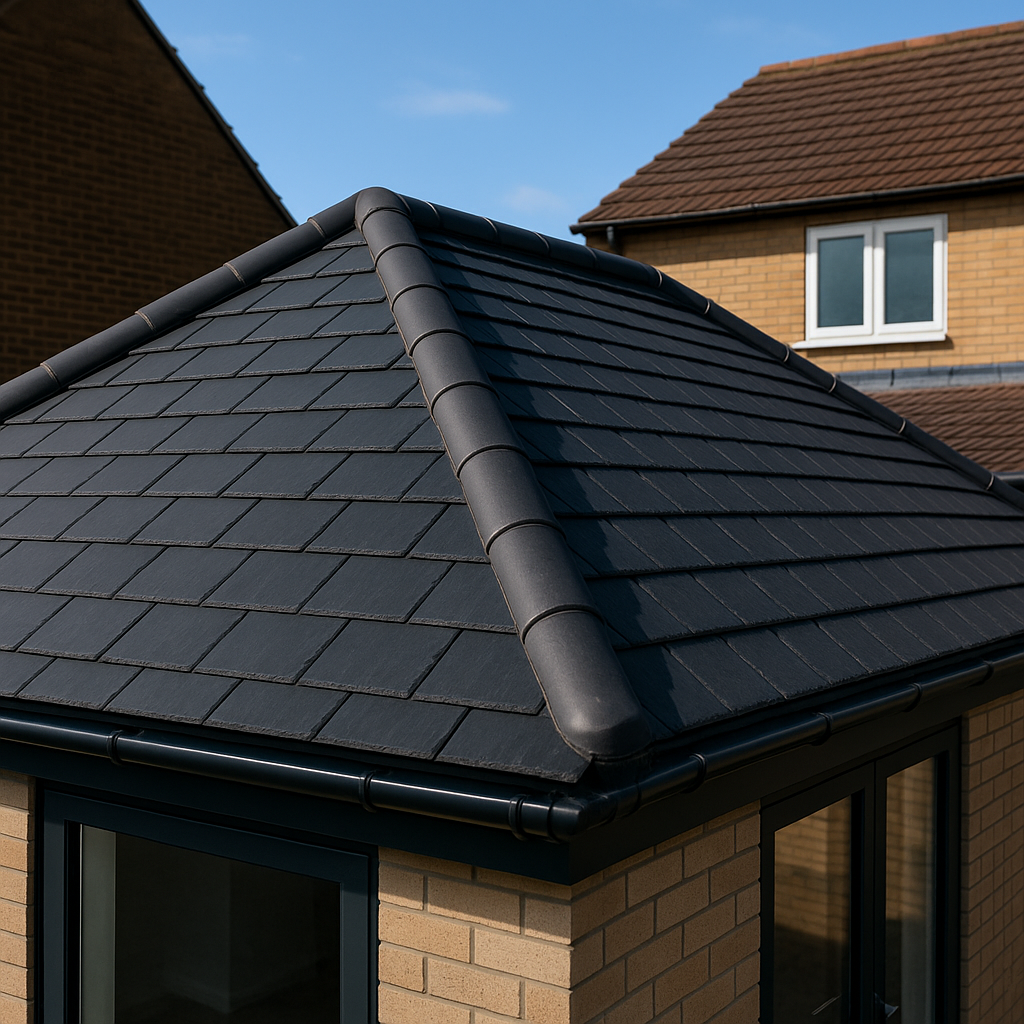 Pristine newly installed slate roof